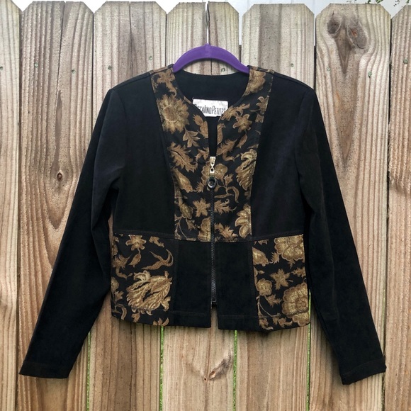 Vintage zip up floral print cropped jacket. - Picture 5 of 8